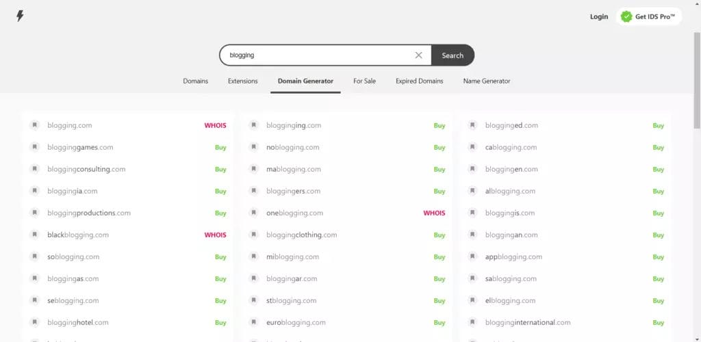 instant domain search